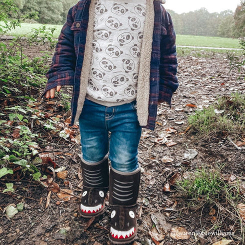 EMU Kids Little Creatures Brown Dinosaur Wool Boot CLEARANCE