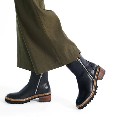 EOS Lindira Black Womens Leather Boot with Zips