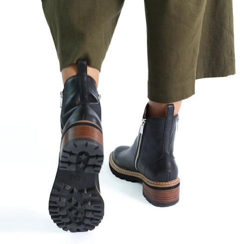 EOS Lindira Black Womens Leather Boot with Zips