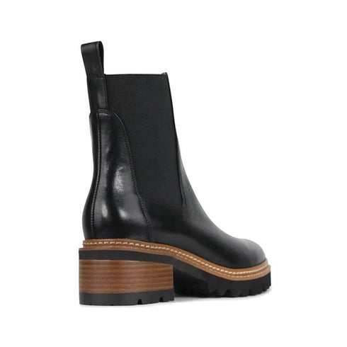EOS Linear Black Leather Boot Chelsea Pull On