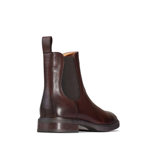 EOS Blaik Chestnut Womens Leather Ankle Boot Pull On Low Heel