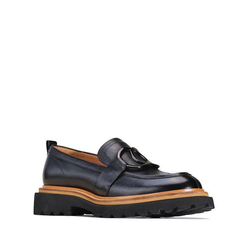 EOS Abbi Womens Leather Slip On Loafer Black