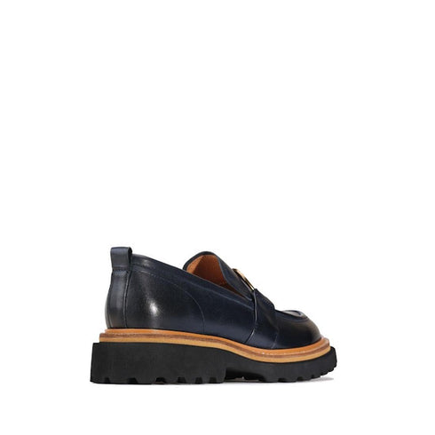 EOS Abbi Womens Leather Slip On Loafer Navy