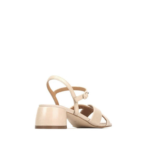 EOS Womens Fiora Strappy Leather Sandal with Heel Nude