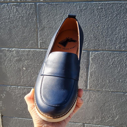 One Trick Pony Newness Navy Leather Womens Loafer