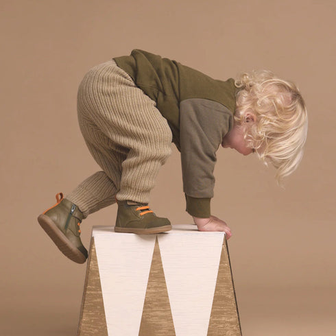 Pretty Brave Jessie First Walker Hi Top Leather Olive Green