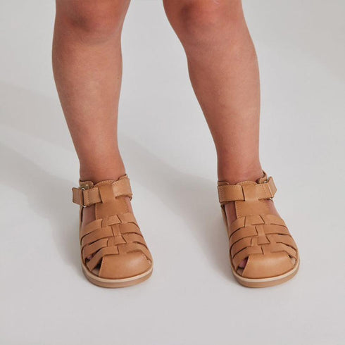 Pretty Brave Jamie Closed Toe Leather Sandal Tan 29-31