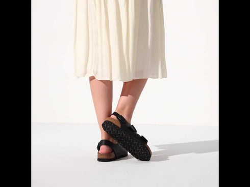 Birkenstock Milano Back Strap Birko Flor Black Regular Width