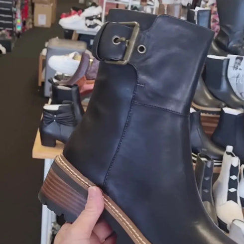 EOS Lineman Black Womens Leather Boot Combat Style