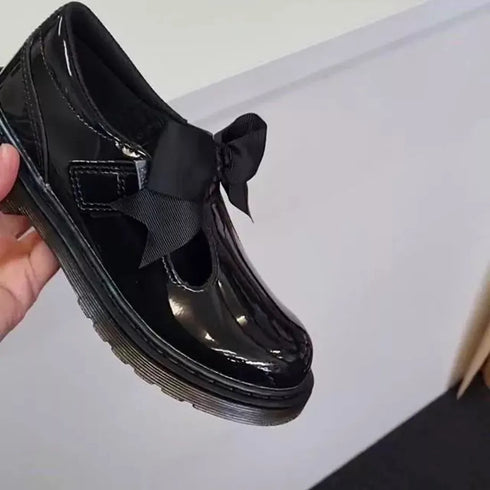 Dr Martens kids - Polley II Bow T Bar Junior Black Patent