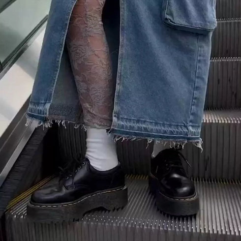 Dr Martens - 8053 Quad 5 Eye Shoe Black Polished Smooth Leather