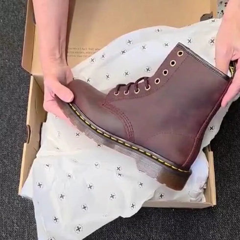 Dr Martens 1460 Cherry Red Crazy Horse Waxy Leather 8 eye Boot