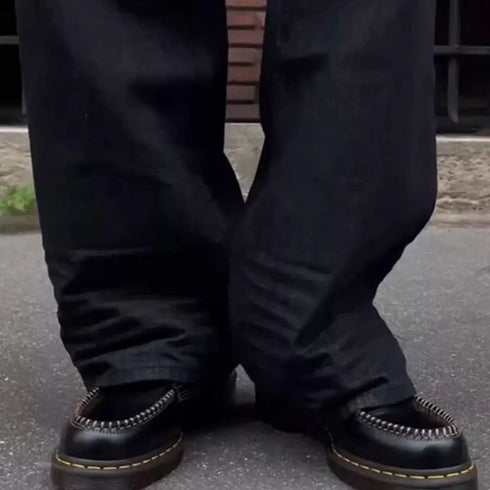 Dr Martens Lowell Moc Toe Black Leather Shoe