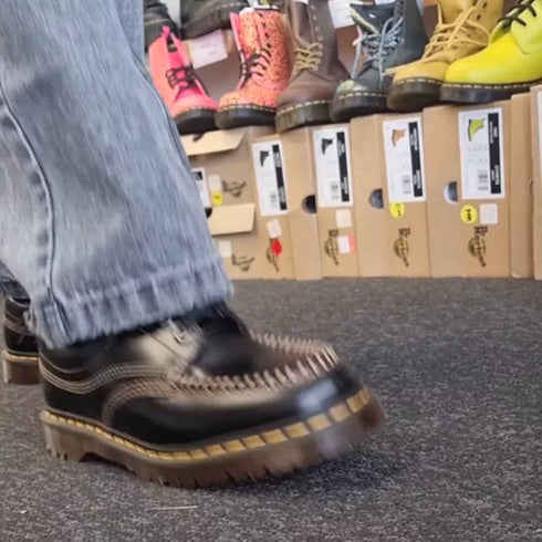 Dr Martens Lowell Moc Toe Black Leather Shoe