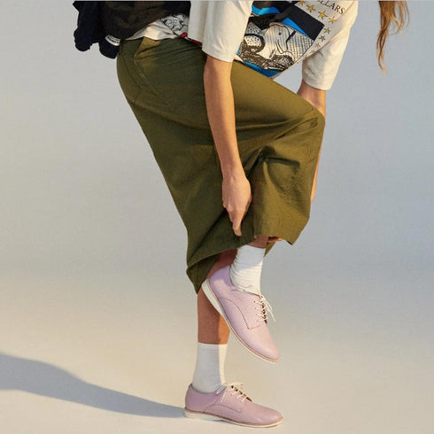 Womens Rollie Derby Embossed Lilac Leather Brouge Shoe