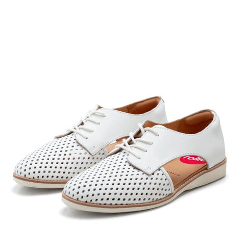 Rollie Womens Sidecut White Leather Shoe