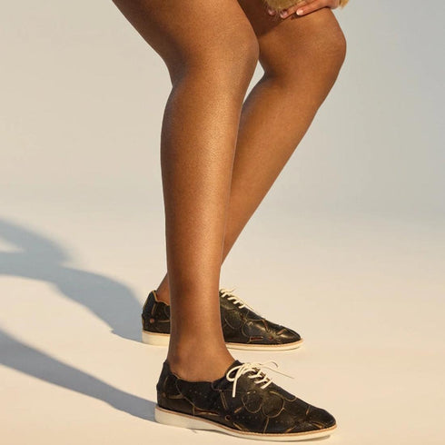 Rollie Derby Applique Black Womens Leather Brogue Shoe