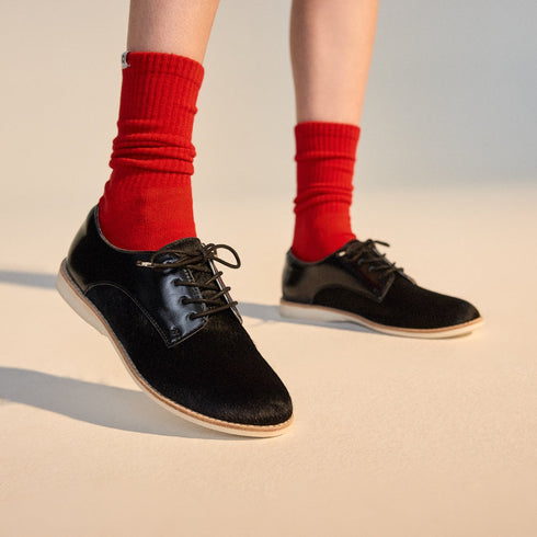 Rollie Womens Derby Black Splice Leather Brogue Shoe