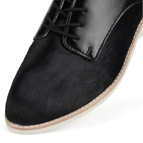 Rollie Womens Derby Black Splice Leather Brogue Shoe