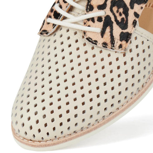 Rollie Womens Sidecut Punch Bone Leather Leopard Cut Out Brogue