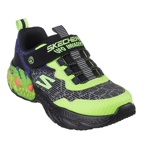 Skechers Boys Light Ups S Lights Creatures UFO Black Lime Trainers