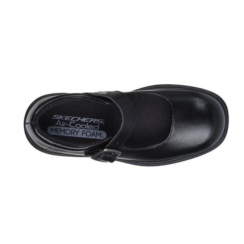 Skechers Girls Mary Jane Smooth Tracks Black School Shoe