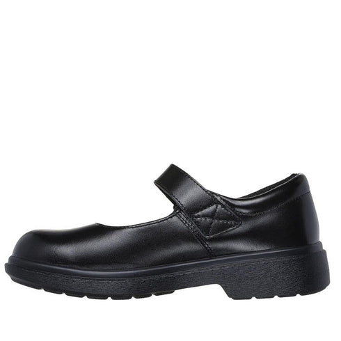 Skechers Girls Mary Jane Smooth Tracks Black School Shoe