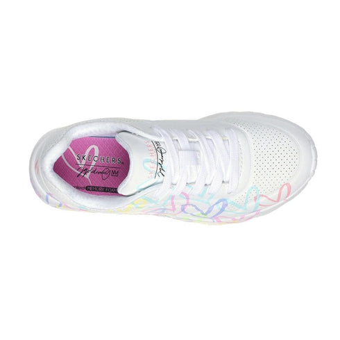Skechers Kids Youths Uno Lite Spread The Love Lace Up Trainer White Neon Multi