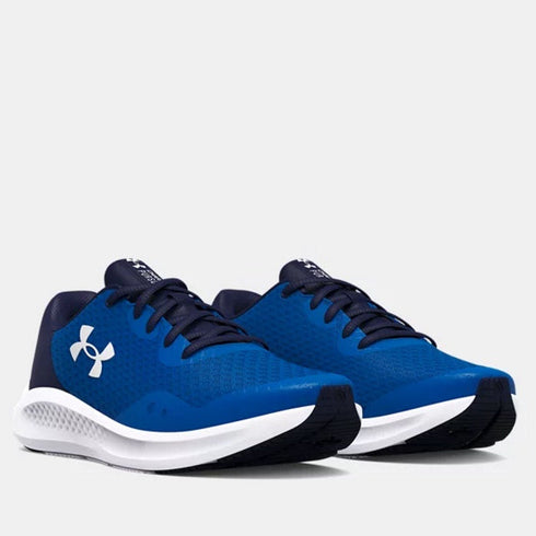 Under Armour UA Charged Pursuit 3 Youths Blue White Lace Up Runner
