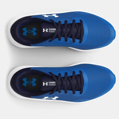 Under Armour UA Charged Pursuit 3 Youths Blue White Lace Up Runner