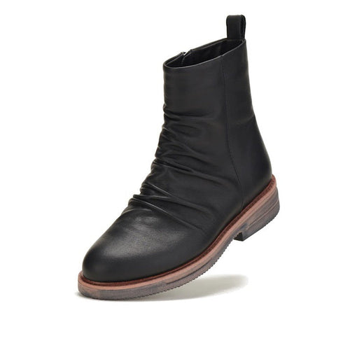 Rollie Womens Ankle Black Leather Boot Side Zip Rise Artisan