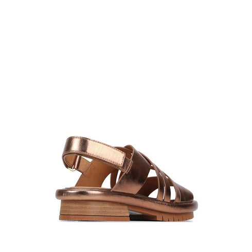 EOS Womens Fianah Low Heel Leather Sandal Metallic Copper