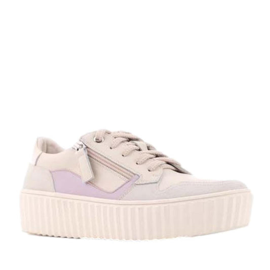 Alfie & Evie Rambo Womens Leather Sneaker Platform Off White Nude Combo