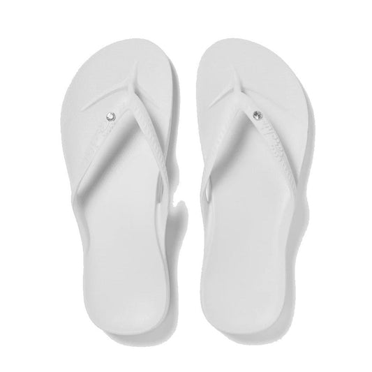 Archies Footwear Arch Support Jandal White Crystal—comfy sandals with arch support, textured straps, and easy slip-on style for families.  ksnz