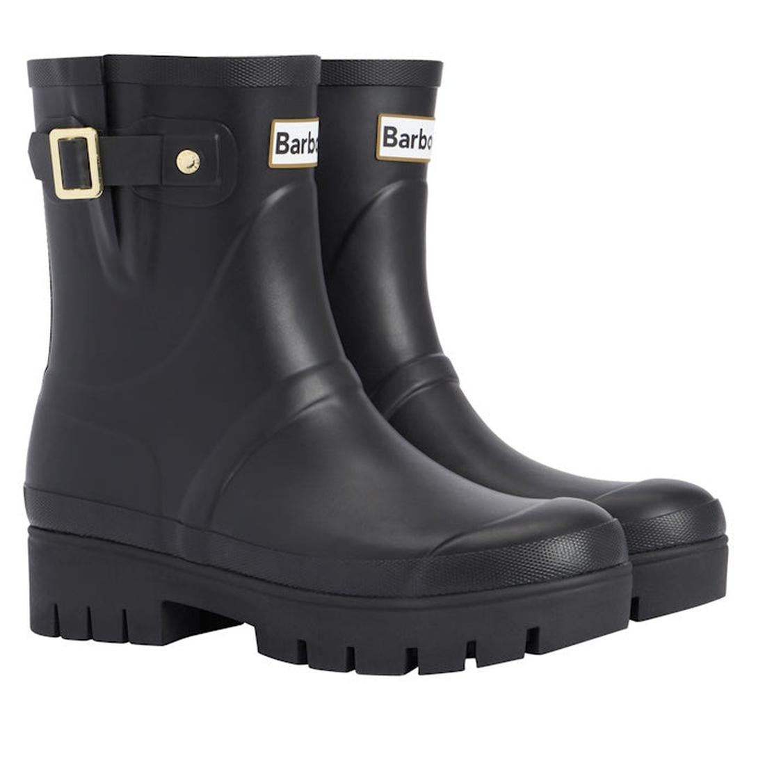 Barbour Raelynn Black Chelsea Wellingtons—women’s rain boots with sturdy treaded soles, side buckles, and easy slip-on style.  ksnz
