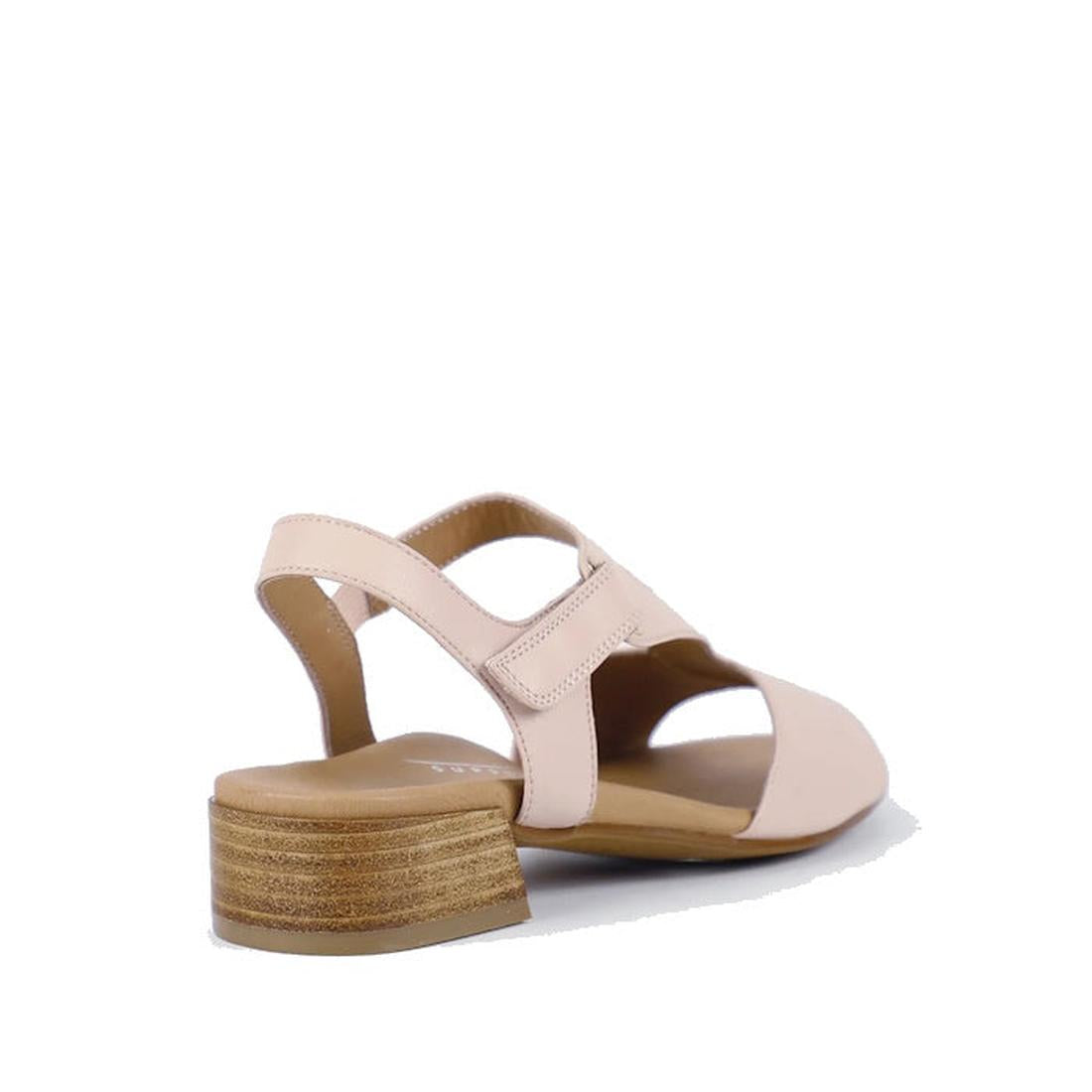 The Bay Lane Dune Womens Leather Low Heel Sandal in blush pink, featuring a cushioned footbed, open toe, and crisscross straps, is displayed at an angle on a plain white background., 9357649063684, 9357649063691, 9357649063707, 9357649063714, 935764906372