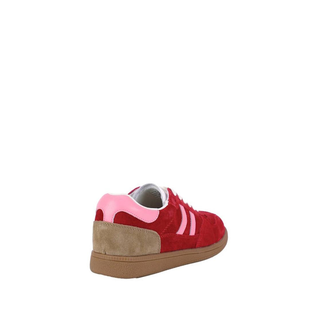 The Bay Lane Sunny Red Suede Retro Trainer: soft suede, supportive brown sole, comfy fit for all, lace closure. Family favorite style.  ksnz, 51229, 9357649075007, 9357649075014, 9357649075021, 9357649075038, 9357649075045, 51235