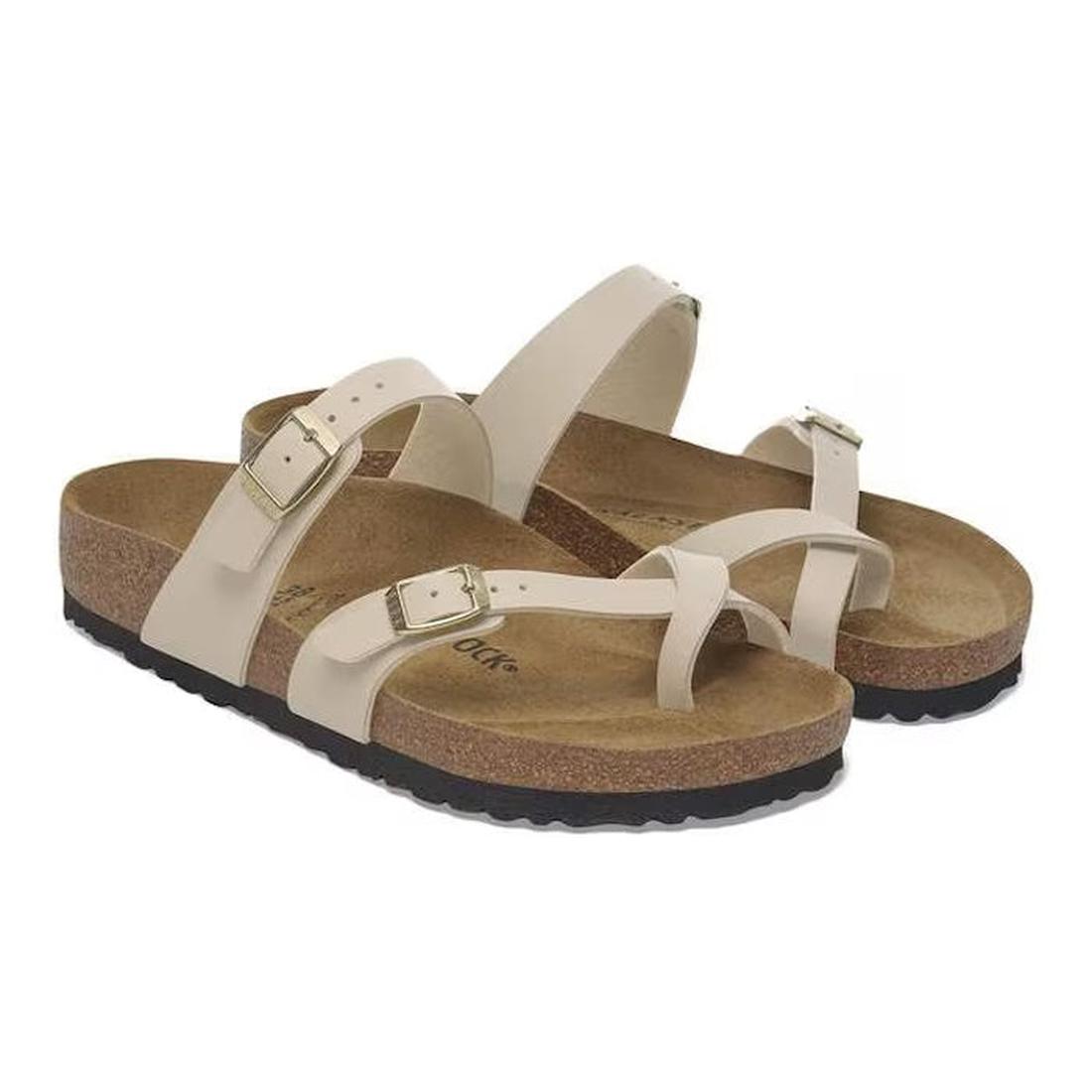 a pair of birkenstock mayari sandals showing the outer right foot and arch support on the sole., 4067707169030,
4067707169078,
4067707169115,
4067707169153,, 49314, 49315, 4067707169030, 4067707169078, 4067707169115, 4067707169153, 49320, 49321
