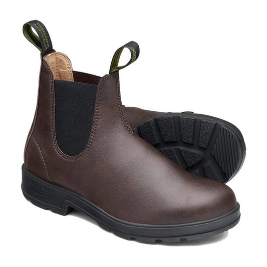 Blundstone Chelsea Boot 2116 VEGAN Brown: comfy pull-on boots in rich brown, easy black side panels, sturdy soles—great for all ages.  ksnz