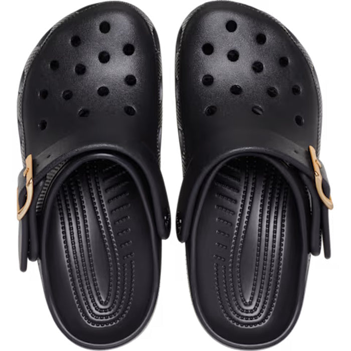 Crocs Womens Classic Metallic Buckle Clog Black