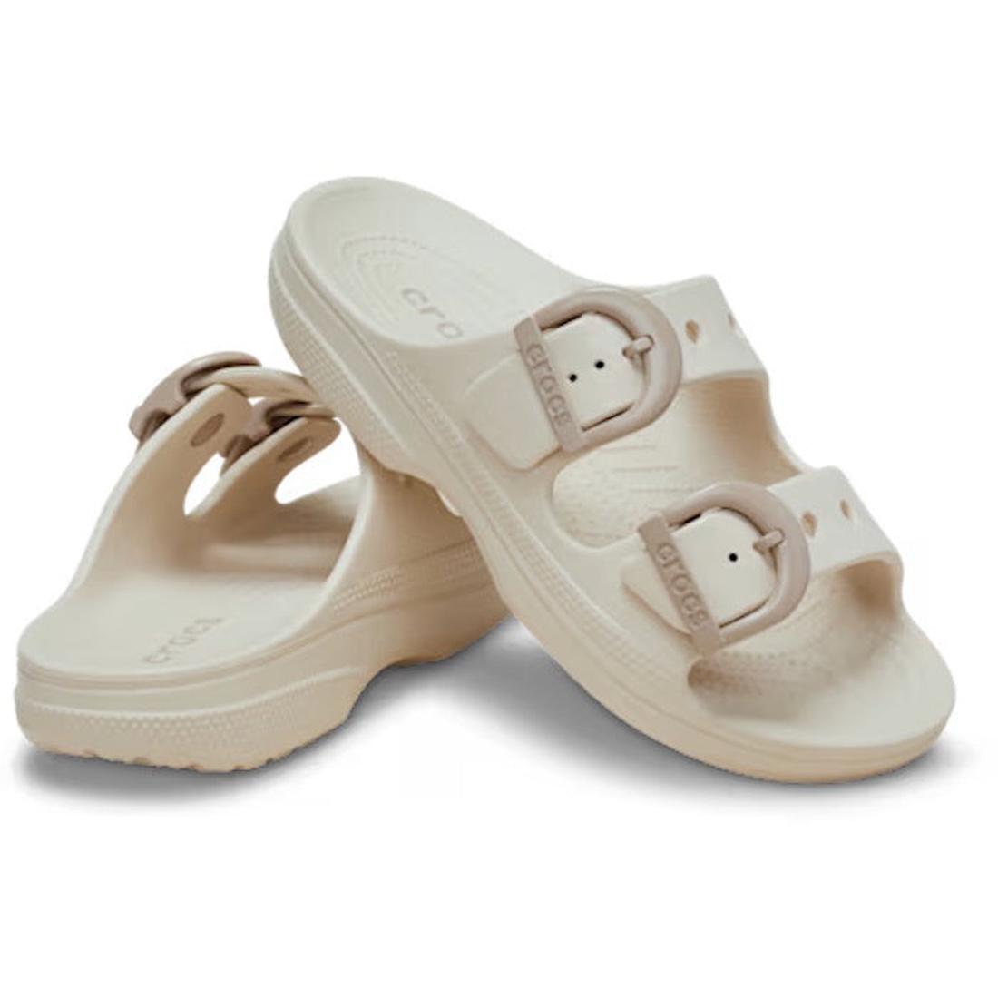 Crocs Womens Saturday Enamel Buckle Frappe Sandal Slide