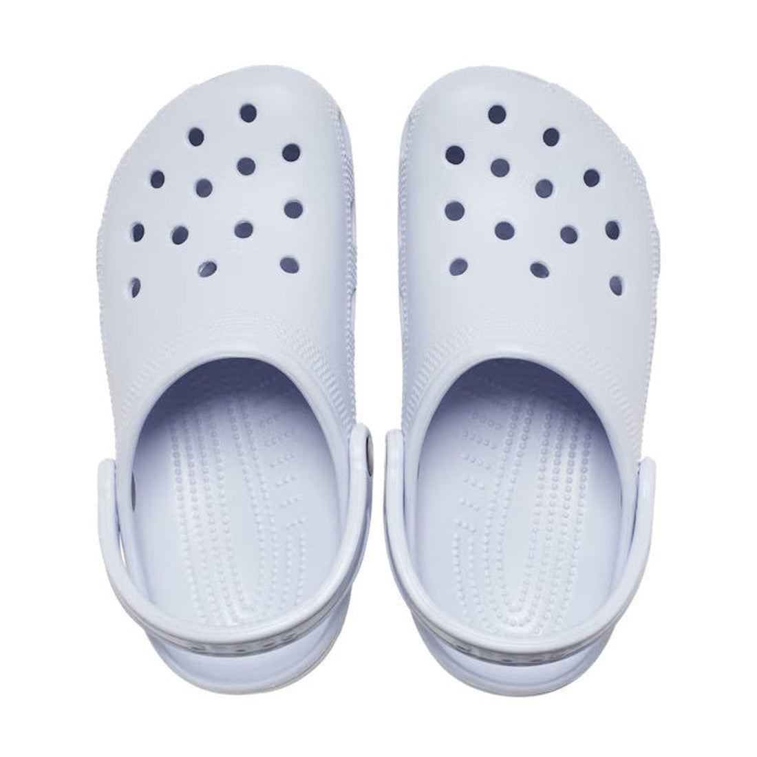A pair of Crocs - Classic Clog Adults Dreamscape Purple rubber clogs with ventilation holes and adjustable heel straps, viewed from above on a white background—offering signature comfort in a versatile unisex design., 196265531806, 196265531813, 196265531, 196265531820, 196265531837, 196265531844, 196265531851, 196265531745, 196265531752, 196265531769