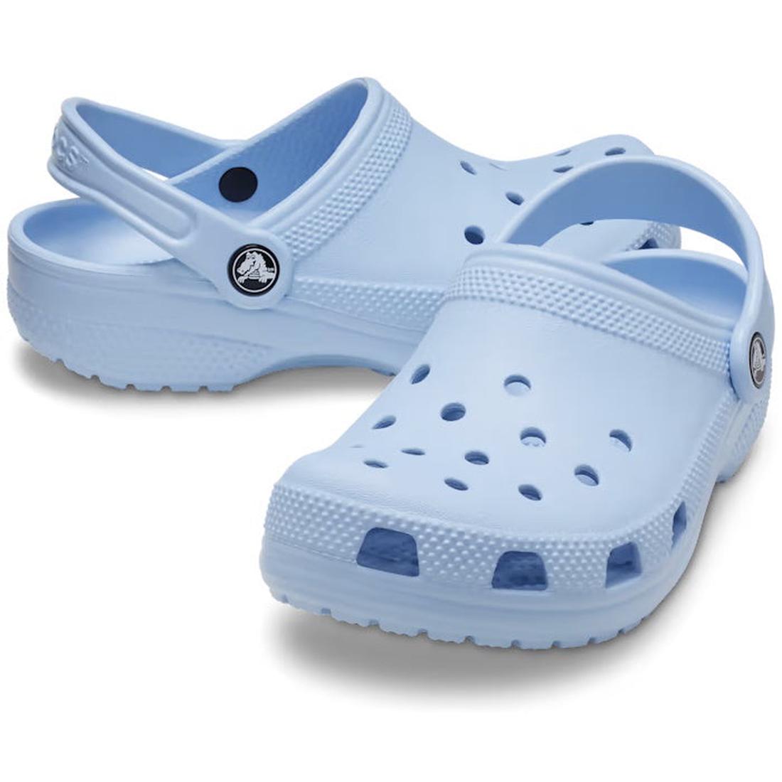 Crocs Kids - Toddlers Classic Clog K Blue Calcite Sandals, comfy slip-on clogs with non-slip soles, ventilation holes, and secure straps.  ksnz