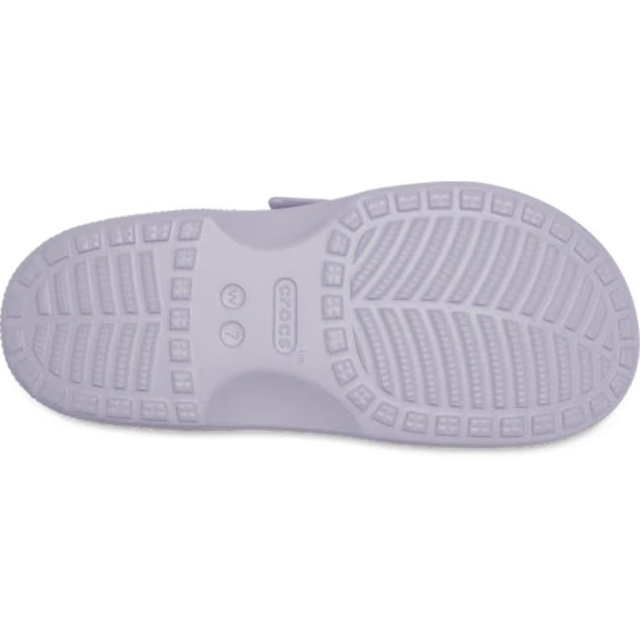 Crocs Womens Saturday Enamel Buckle Purple Halo Sandal Slide