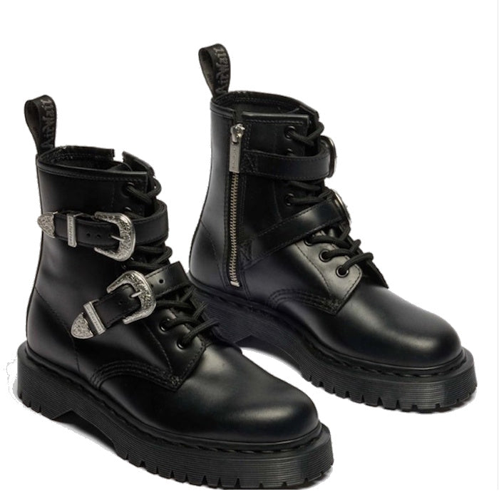Dr Martens 1460 Bex Black Buckle Atlas Leather Boot With Zip