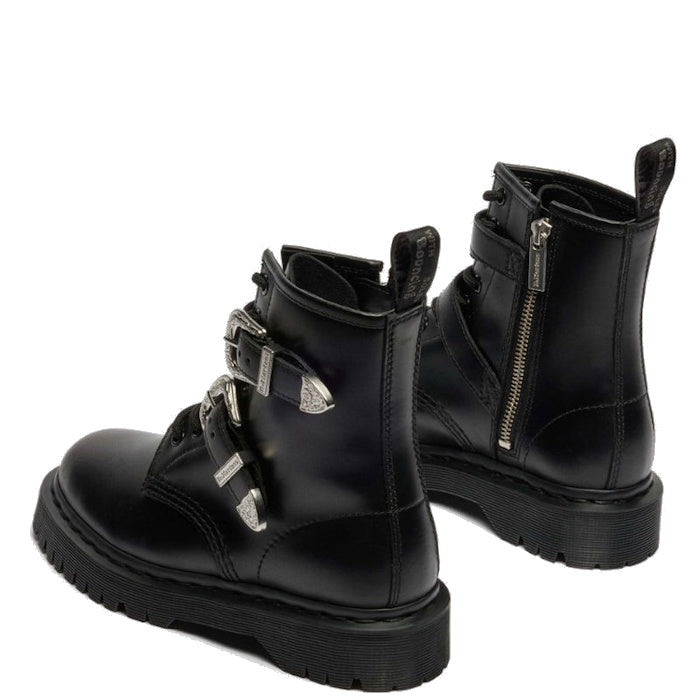Dr Martens 1460 Bex Black Buckle Atlas Leather Boot With Zip