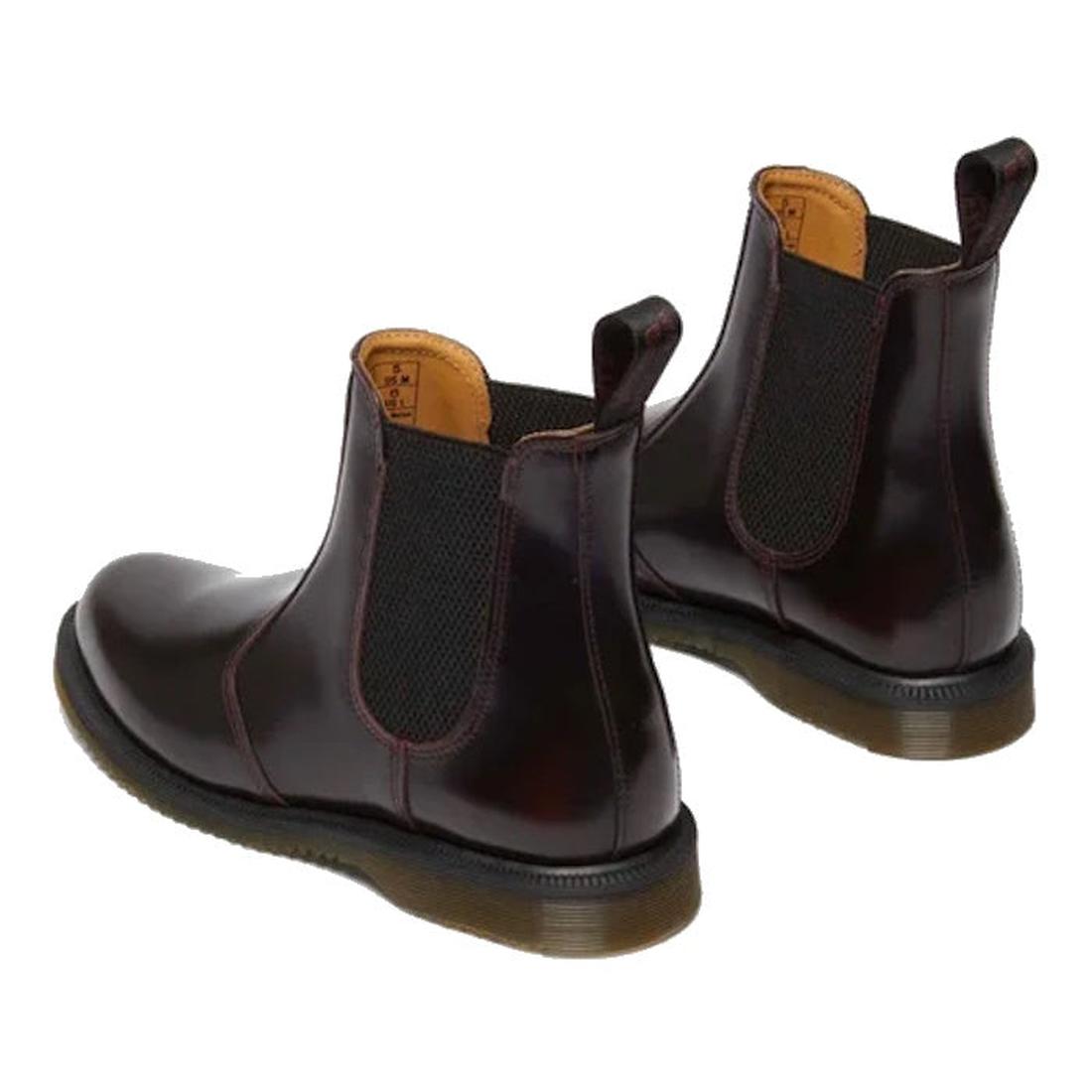 Dr Martens Flora Chelsea Boot Womens, a cozy cherry red leather boot with easy elastic sides, pull tabs, and sturdy yellow soles.  ksnz, 190665698268, 190665698275, 190665698282, 190665698305, 190665698312, 190665698329