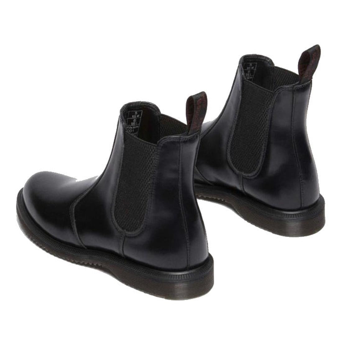 Pair of black leather Dr Martens finner Flora  Chelsea boots on a white background.,
190665698183,
190665698190,
190665698206,
190665698220,
190665698237,
190665698244,, 190665698183, 190665698190, 190665698206, 190665698220, 190665698237, 190665698244