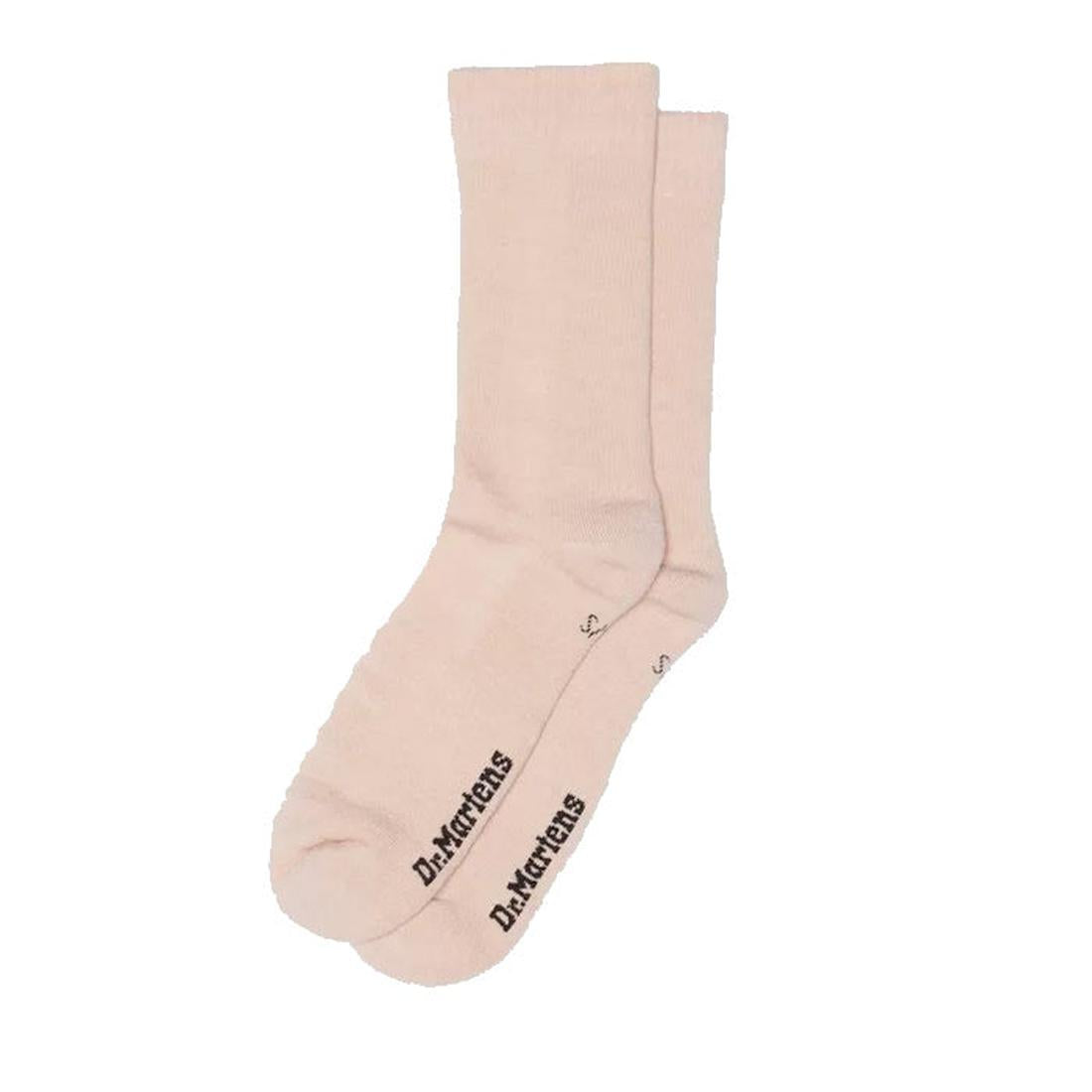Dr Martens Double Doc Socks in powder pink, unisex style for boots, soft sole support, comfy fit; shown flat on white.  ksnz, 190665728293, 190665728286