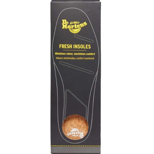 Dr Martens Fresh Insoles Cork for boots, shown in black with a cozy cork sole, promise odor control and all-day comfort for busy families.  ksnz